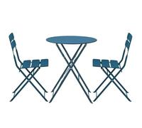 Table de terrasse ronde pliante et 2 chaises pliantes bleu pacific - Oviala
