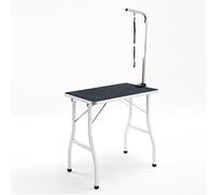 Table de toilettage pliable en hauteur avec bras et laisse - Table de toilettage professionnelle pour chiens de petite à moyenne taille - Table de toilettage pliable - 90 x 60 x 76 cm - Noir