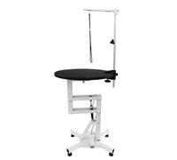 Table de toilettage pour chien Table de toilettage ronde pour animaux de compagnie 60 cm/23,6 pouces avec bras aérien et 2 nœuds coulants, levée de pression d'air/hauteur réglable, style de