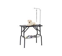 vidaXL Table de toilettage 171067 – Réglable, pliable, noir et argenté, avec 1 boucle et panier
