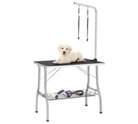 Table de Toilettage Réglable de Chiens avec 2 Boucles et Panier Animaux vidaXL