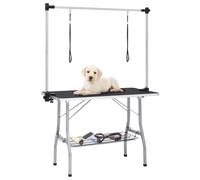 Table de Toilettage Réglable de Chiens avec 2 Boucles et Panier Animaux vidaXL