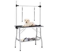 Vidaxl Table De Toilettage Réglable De Chiens Avec 2 Boucles Et Panier