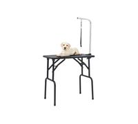 vidaXL Table de toilettage 171066 pour chiens - Réglable, Pliable, 1 boucle - Noir et argenté