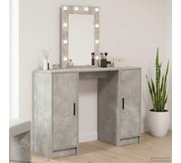 vidaXL Table de maquillage Bois vieilli Miroir LED 2 rangements 102x33x135 cm