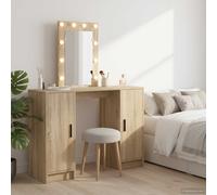 Vidaxl Table De Maquillage Avec Lumières Led Bois Vieilli 102x33x135 Cm