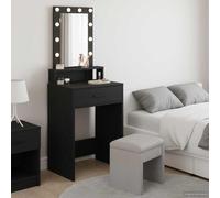 Table de Toilette avec des lumières miroir Bois d'ingénierie Miroir LED vidaXL v