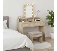 Coiffeuse avec lumières LED Chêne fumé 100x41x140 cm