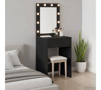 Table de Toilette avec des lumières miroir Bois d'ingénierie Vanité vidaXL vidaX