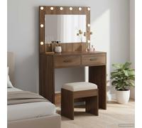 Table de Toilette avec des lumières miroir Bois d'ingénierie Vanité vidaXL vidaX