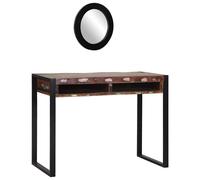vidaXL Coiffeuse multicolore en bois récupéré et métal multicolore, miroir, 3 tiroirs, 100x50x75 cm