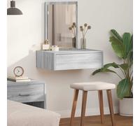 vidaXL Table de maquillage murale avec lumières LED et tiroir Bois d'ingénierie Chêne noir