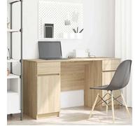 Table de travail, (1 pc) - vidaXL - Table intérieure - bois d'ingénierie - chêne sonoma - avec tiroirs - 140 x 49 x 76 cm@obg95y