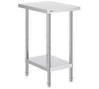 Table de Travail Acier Inoxydable-VEVOR-Meuble de Rangement des Aliments-61x45,7x86,4 cm-Charge 290 kg-3 Réglables-Cuisine-Argent
