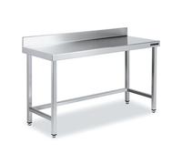 Table de Travail Adossée Inox avec Renforts Gamme 600 Hauteur 600