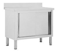 Vidaxl Table De Travail Avec Portes Coulissantes 100x50x(95-97)Cm Inox Multicolore