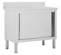 Table de travail avec portes coulissantes 100x50x(95 97)cm Inox Blanc G