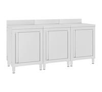 Table de Travail Commerciale avec Armoire Equipement de Cuisine Armoire de Restaurant Hôtel Garage Maison 180x60x96 cm Acier Inoxydable