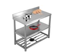 Table de travail commerciale en acier inoxydable pour la préparation des aliments, plan de travail en acier inoxydable durable, 120 cm, idéale pour les restaurants et la maison