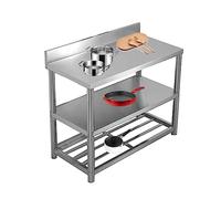 Table de travail commerciale en acier inoxydable pour la préparation des aliments, station de préparation de cuisine, surface en acier inoxydable durable, idéale pour les restaurants et la maison