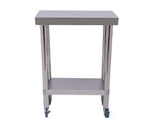 Table de Travail Cuisine en Acier Inoxydable 60*45*85cm, 2 Niveaux, 4 Roulettes dont 2 avec Freins, Charge 300 kg, pour Restaurants, Maisons, Hôtels, Table Inox de Préparation Alimentaire Polyvalente