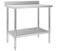 Table de travail cuisine inox 100x60x93 cm avec crédence pieds réglables
