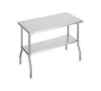 VEVOR Table de Travail Inox 122 x 76 x 86 cm, Table de Préparation Commerciale avec Étagère, Table de Cuisine Inox Pliante, Charge Lourde, pour Rangement Aliments, Maison, Restaurant, Bar, Garage