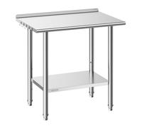 Table de Travail Cuisine Professionnelle-VEVOR-Table Centrale Inox 91,5x61 cm 2 Niveaux, pour Préparation CHR Café Hôtel