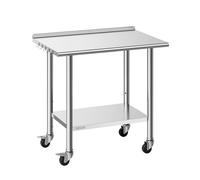 Table de Travail Cuisine Professionnelle-VEVOR-Table Centrale Inox 91,5x61 cm 2 Niveaux, pour Préparation Café Hôtel Restaurant