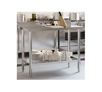 vidaXL Table de travail de cuisine avec dosseret et rangement – Acier inoxydable