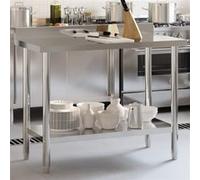 Table de travail de cuisine avec dosseret 110x55x93 cm inox inox G