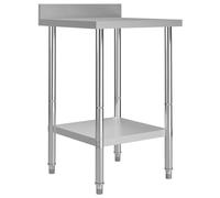 Table de Travail de Cuisine avec Dosseret 60x60x93 cm Inox Restaurant vidaXL