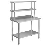 Table de travail de cuisine avec étagère 120x60x150 cm Inox argenté G