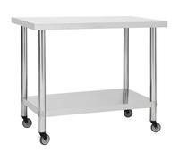 Table De Travail De Cuisine Avec Roues 100x30x85 Cm Inox Vidaxl Vidaxl