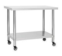 Table de travail de cuisine avec roues 100x45x85 cm Inox