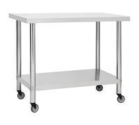 Table de travail de cuisine avec roues 100x60x85 cm Inox