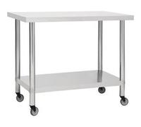 vidaXL Table de travail de cuisine 100x60x85 cm Inox avec roues