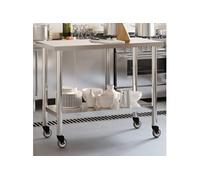 Table de travail de cuisine avec roues 110x55x85 cm inox inox G