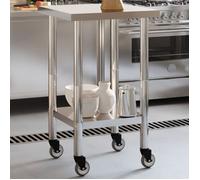 Table de travail de cuisine avec roues 55x55x85 cm inox