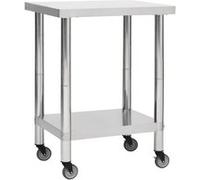 Table de travail de cuisine avec roues 80x30x85 cm Inox Argent G
