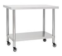 vidaXL Table de travail de cuisine avec roues 80 x 60 x 85 cm en inox