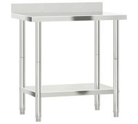 Table de travail de cuisine en acier inoxydable avec rebord 82,5 x 55 x 93 cm - Idéal pour les amateurs de café et de thé, robuste et peu encombrante pour les petites cuisines