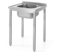 Table de travail en acier avec un évier 600 x 600 mm - Hendi 811849