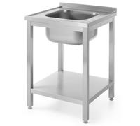 Table de travail en acier avec un évier 600x600mm et étagère - Hendi 811856