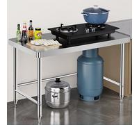 Table de travail en acier inoxydable à base ouverte, 1 étage, banc de cuisine, table de préparation avec plan de travail de 7 cm d'épaisseur, atelier, buanderie, garage, station de travail utilitaire