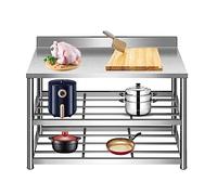 Table de travail en acier inoxydable, banc de cuisine robuste pour usage commercial et domestique, plan de travail de préparation des aliments, construction en acier inoxydable durable