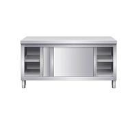 Table de travail en acier inoxydable, banc de préparation robuste avec bords arrondis et grand espace de rangement, idéal pour une utilisation commerciale et domestique