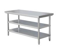 Table de Travail en Acier Inoxydable pour îlot de Cuisine Professionnel, 150 x 60 cm, avec étagère à 3 Niveaux, idéale pour Les Restaurants et la Maison, Design Long et Durable pour Une cuis