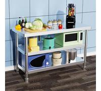 Table de Travail en Acier Inoxydable, Table de préparation des Aliments avec étagère de Rangement, pour Cuisine Professionnelle, Restaurant, Maison, hôtel, Garage(3tier,100x50x80cm)
