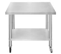 Gastro Acier inoxydable Table de préparation Table de cuisine mobile 76cm x 90cm